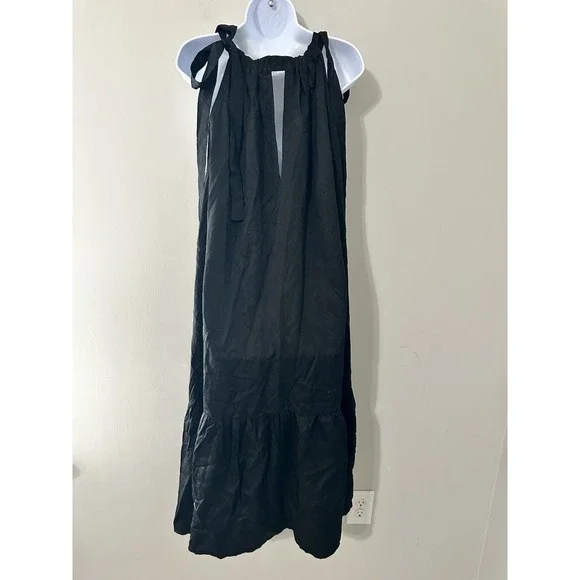 ASOS & Other Stories Gathered Black Tiered‎ Hem Maxi Dress Size 2 - Picture 4 of 8
